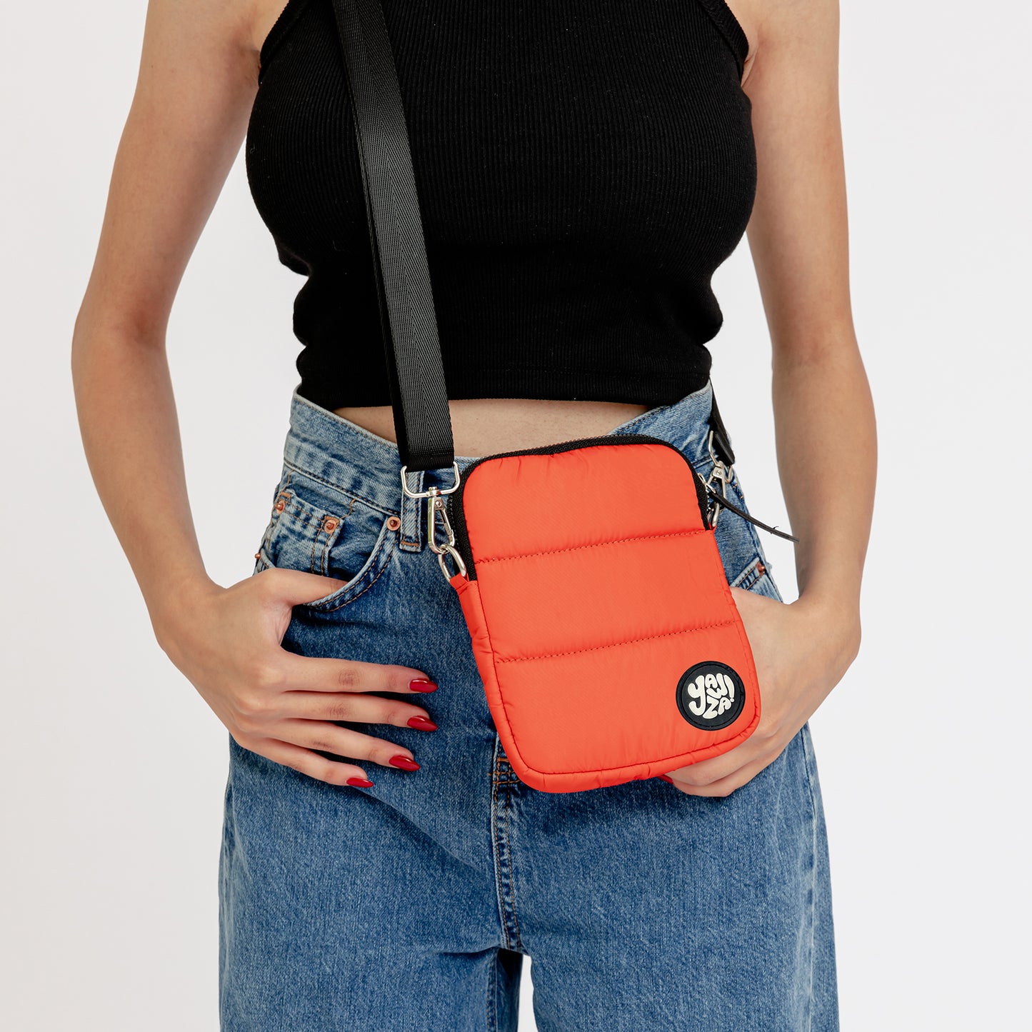 Orange Nylon Mobile Bag