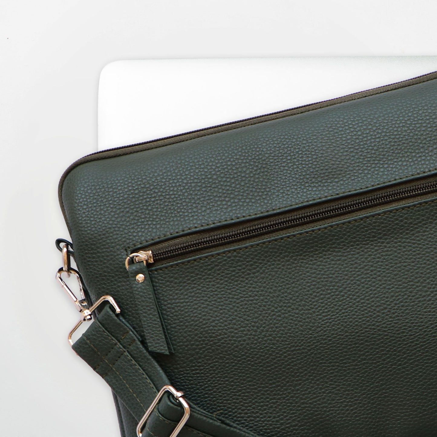 Dark Green Leather Laptop Bag